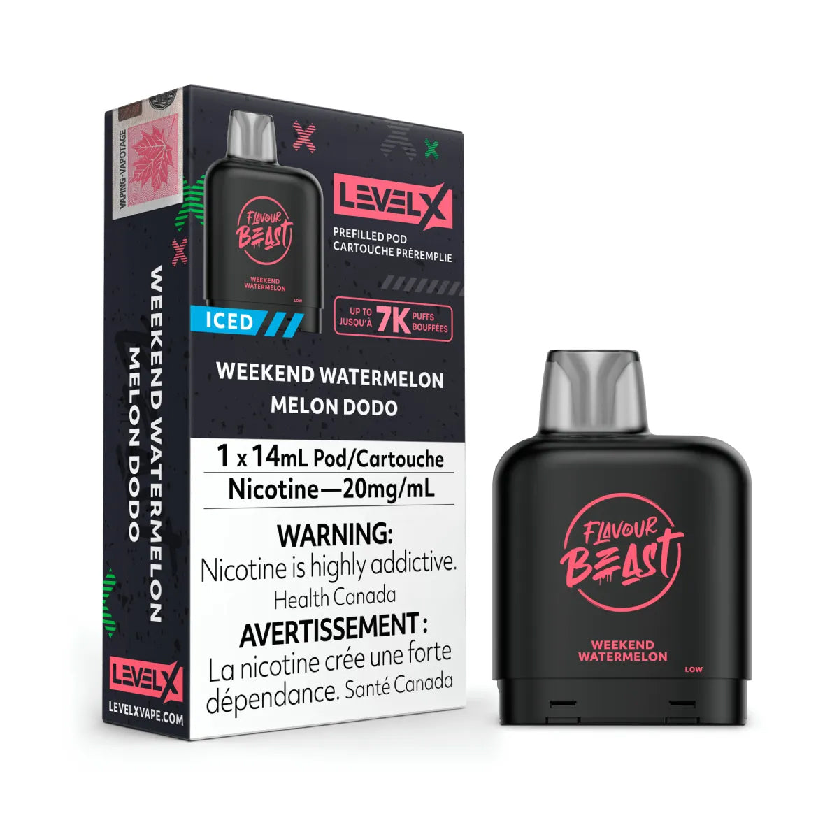 FLAVOUR BEAST LEVEL X POD - Weekend Watermelon Iced (1x14mL) (6860187598903)