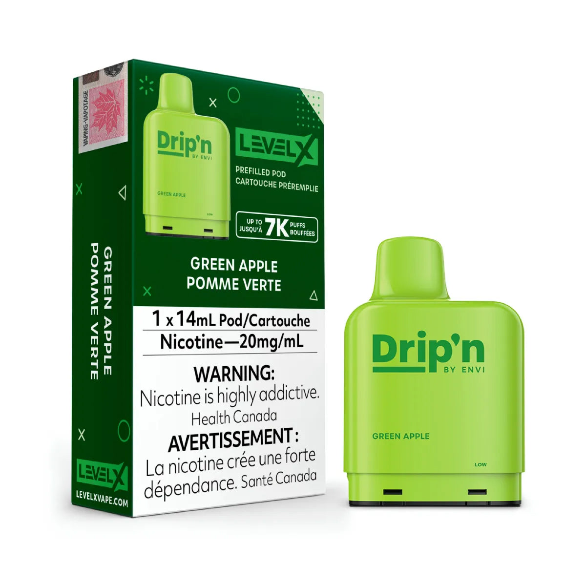 Envi Drip'n Level X Pods - Green Apple (14mL) (6875979382839)