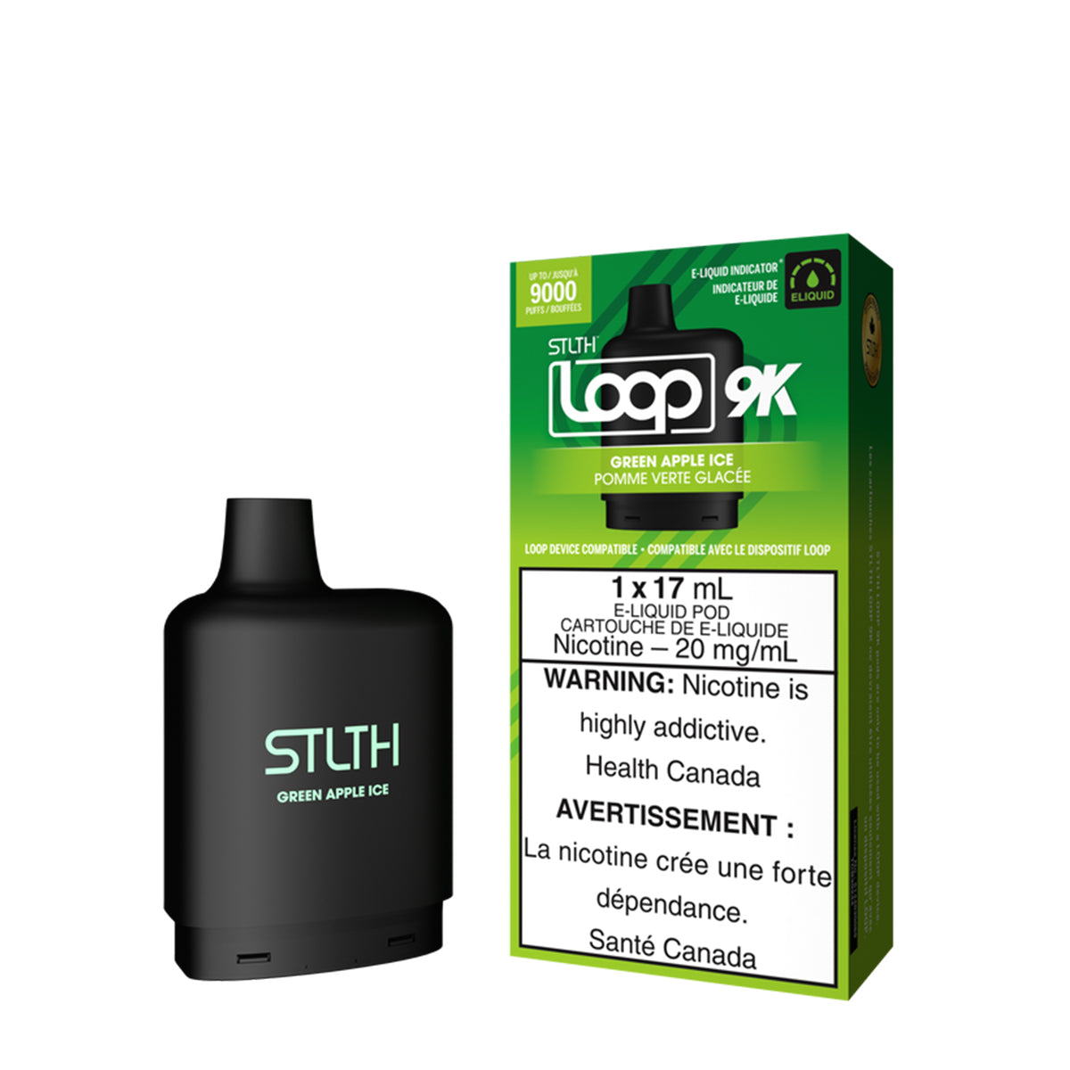 Stlth Loop 9k - Green Apple Ice (1x17mL) (6965305606199)