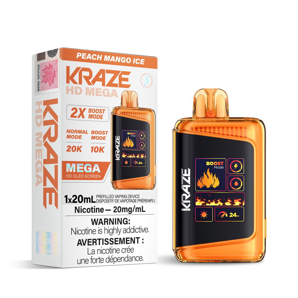 Kraze Hd Mega - Peach Mango Ice (20mL)