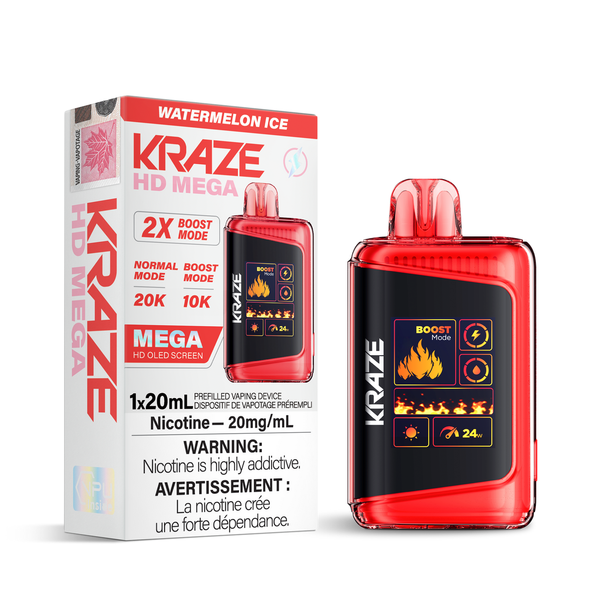 Kraze Hd Mega - Watermelon Ice (20mL)