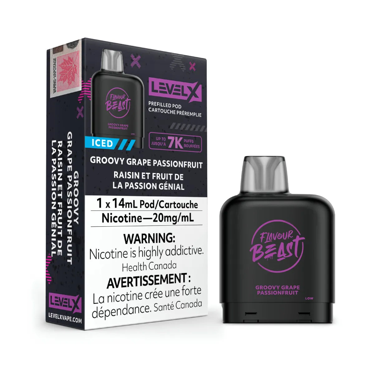 FLAVOUR BEAST LEVEL X POD - Groovy Grape Passionfruit Iced (1x14mL) (6860149391415)