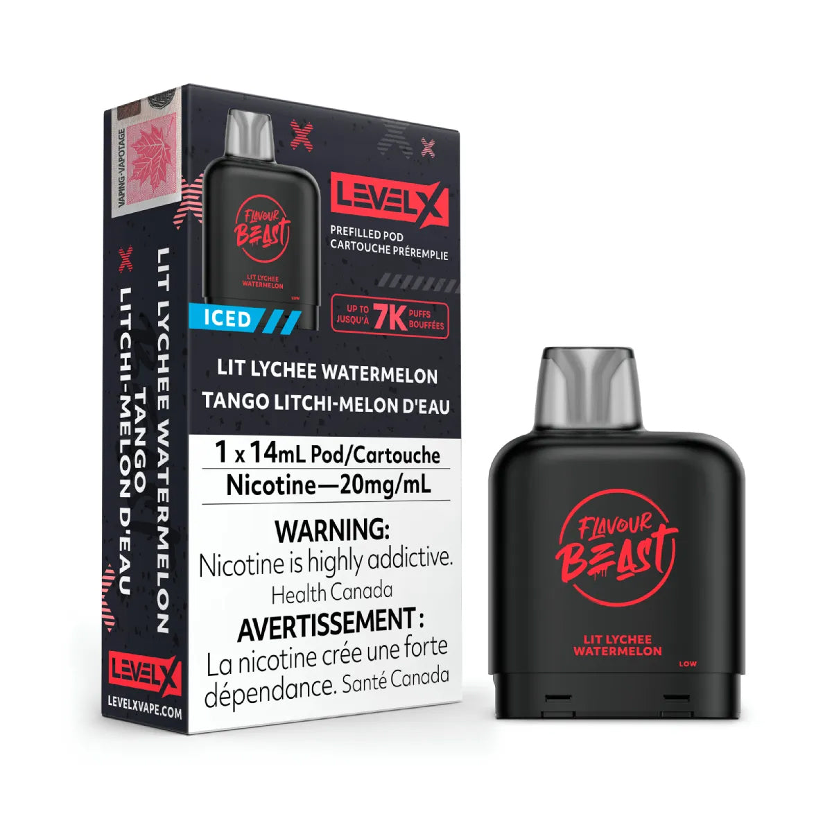 FLAVOUR BEAST LEVEL X POD - Lit Lychee Watermelon Iced (1x14mL) (6860154044471)