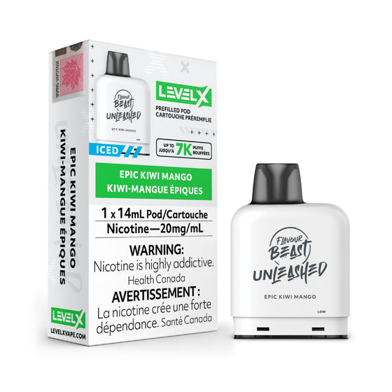 Flavour Beast Unleashed Level X Pods - Kiwi Mango (1x14mL) (6900325482551)