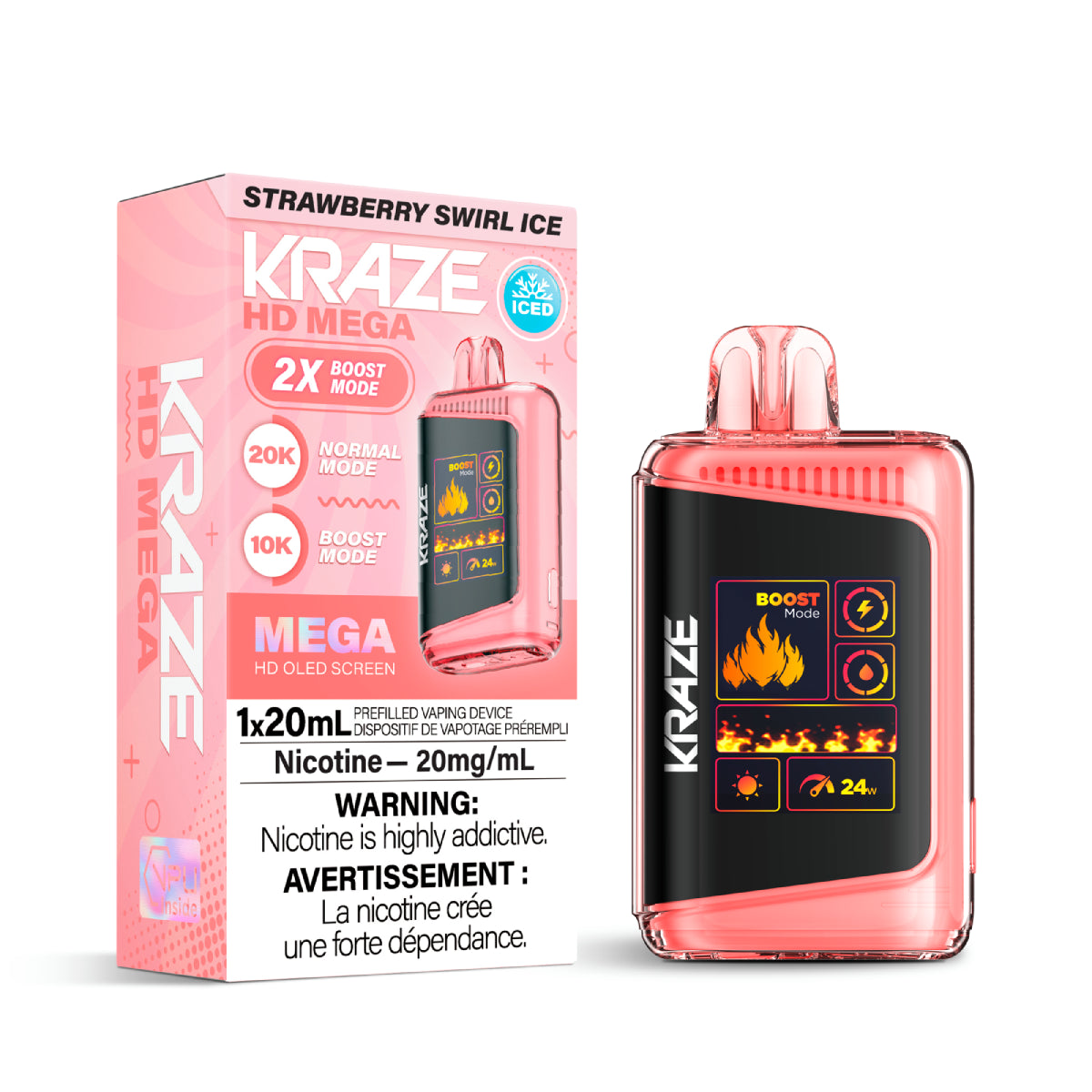 Kraze Hd Mega - Strawberry Swirl Ice (20mL)