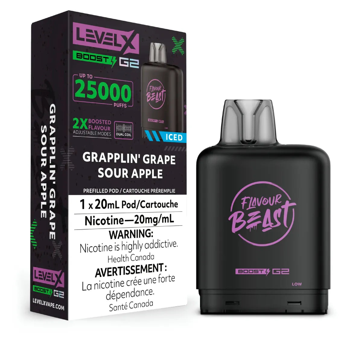 Level X FB Boost G2 - Grapplin Grape Sour Apple Iced (20mL)