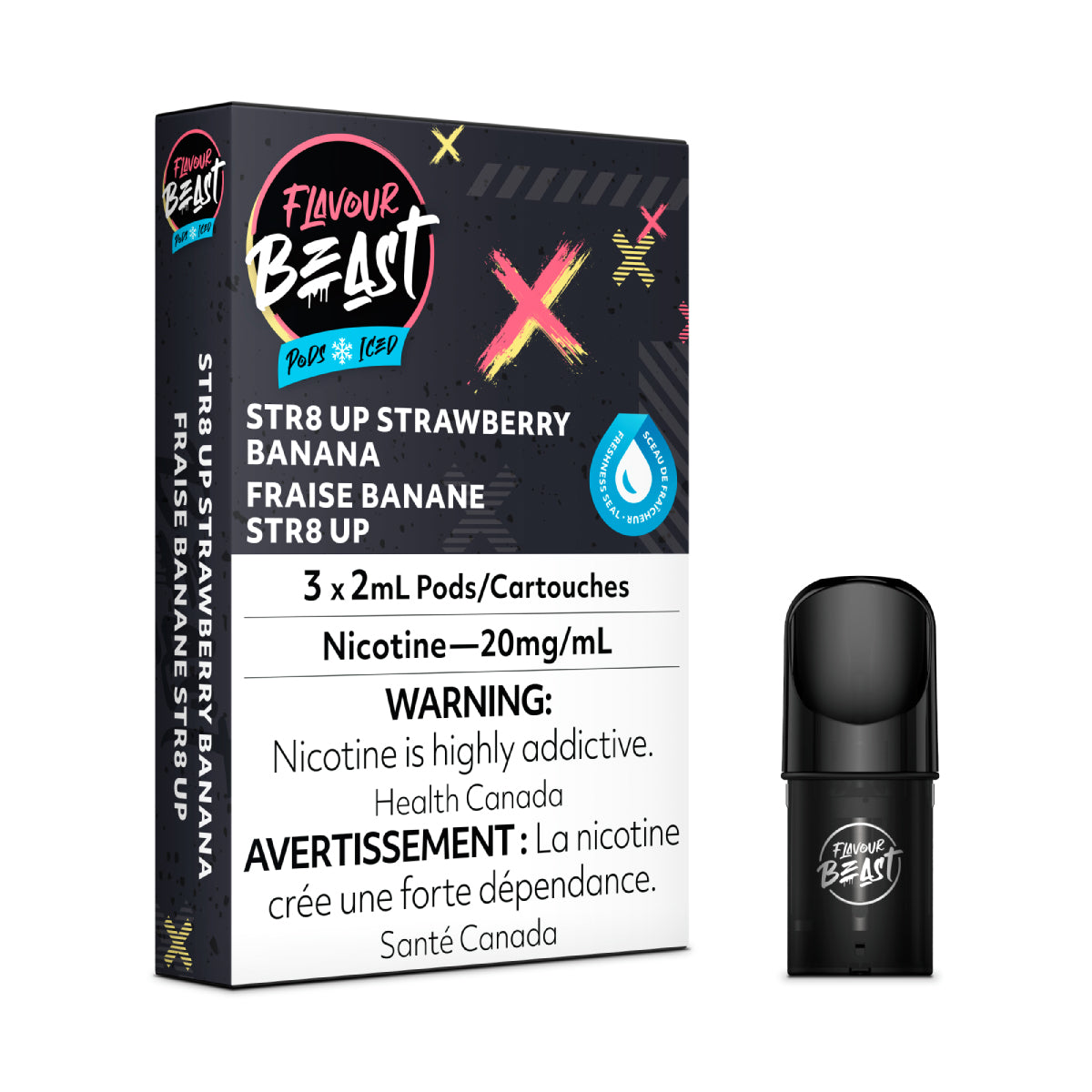 Flavour Beast Pods - Str8 Up Strawberry Banana Iced (3x2mL)