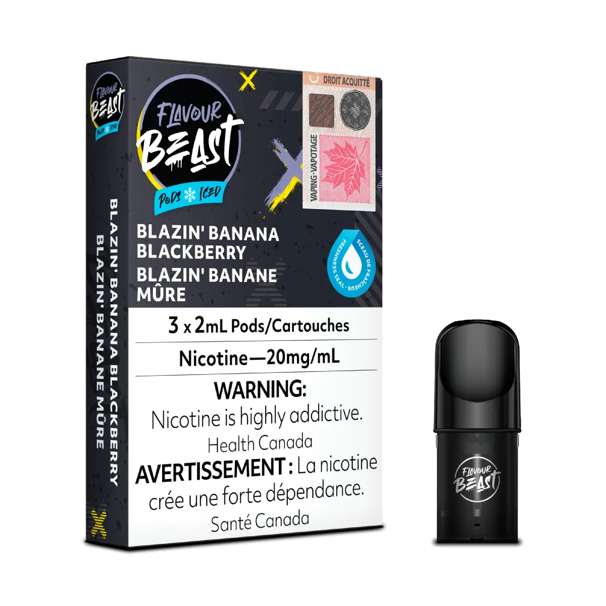 Flavour Beast Pods - Blazin' Banana Blackberry Iced (3x2mL) (6757130207287)