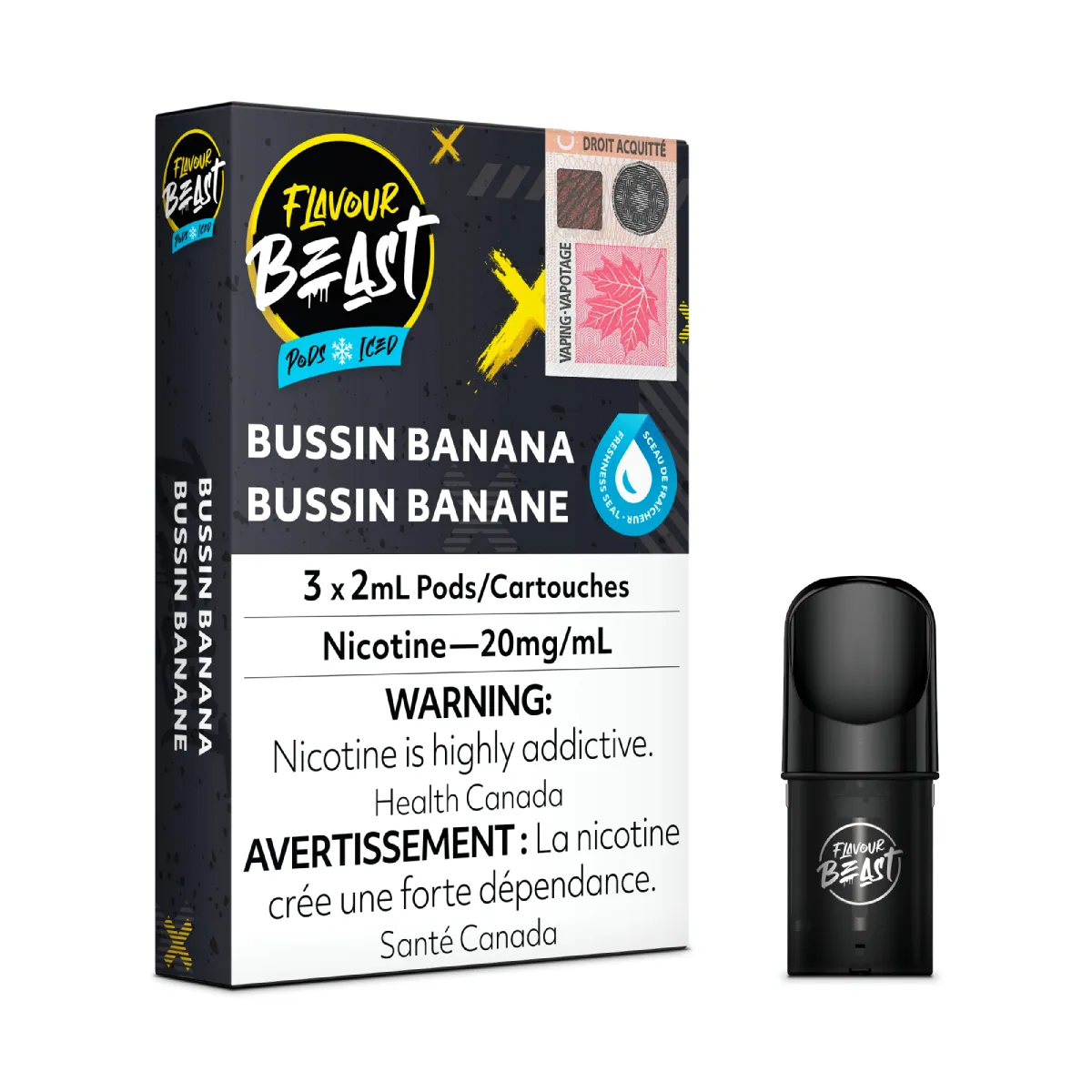 Flavour Beast Pods - Bussin Banana Iced (3x2mL) (6757133778999)