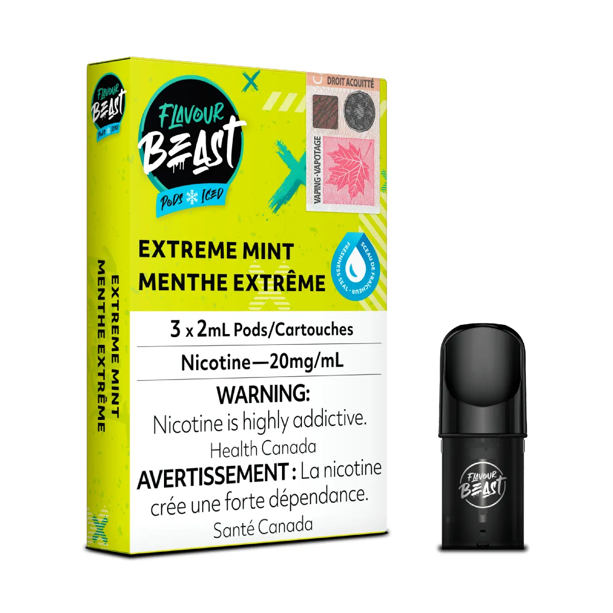 Flavour Beast Pods - Extreme Mint Iced (3x2mL) (6757134204983)