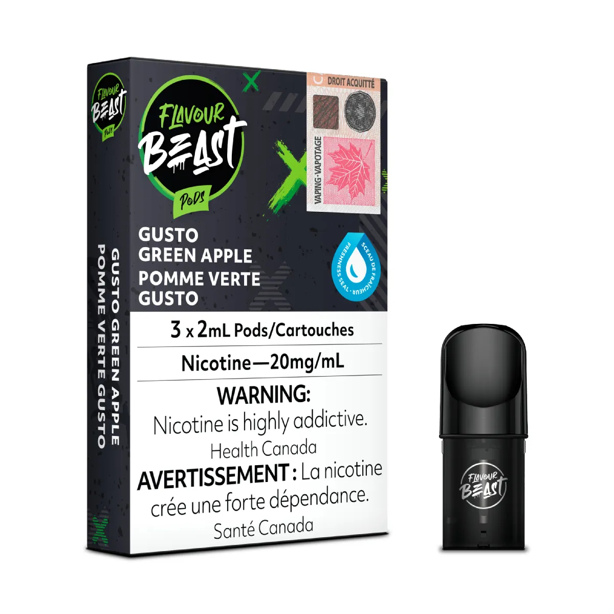 Flavour Beast Pods - Gusto Green Apple (3x2mL) (6757135188023)