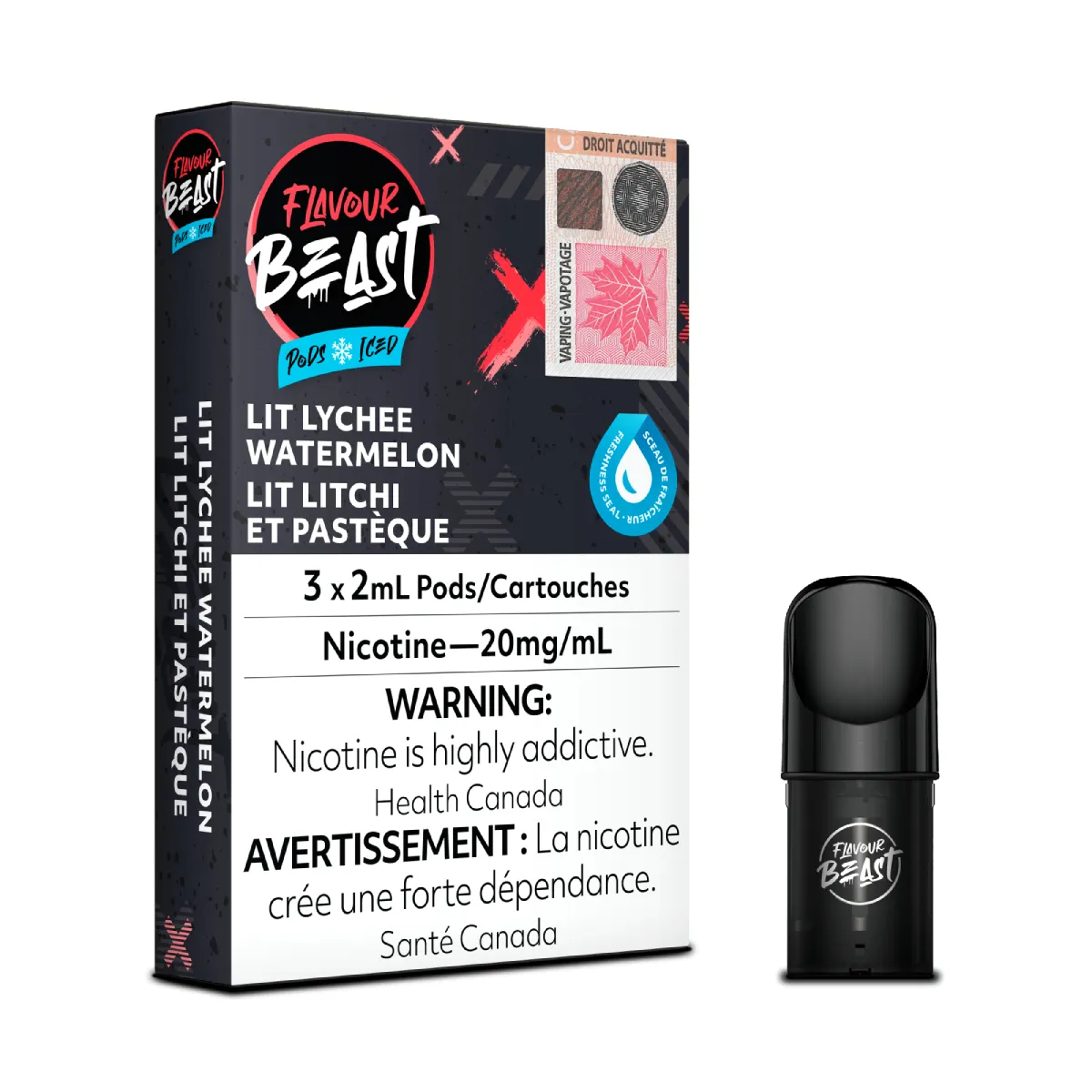 Flavour Beast Pods - Lit Lychee Watermelon Iced (3x2mL) (6757135908919)