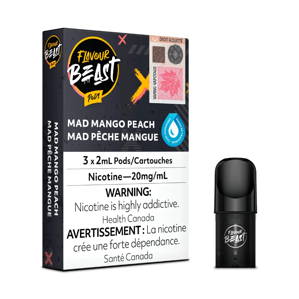 Flavour Beast Pods - Mad Mango Peach (3x2mL) (6757136236599)