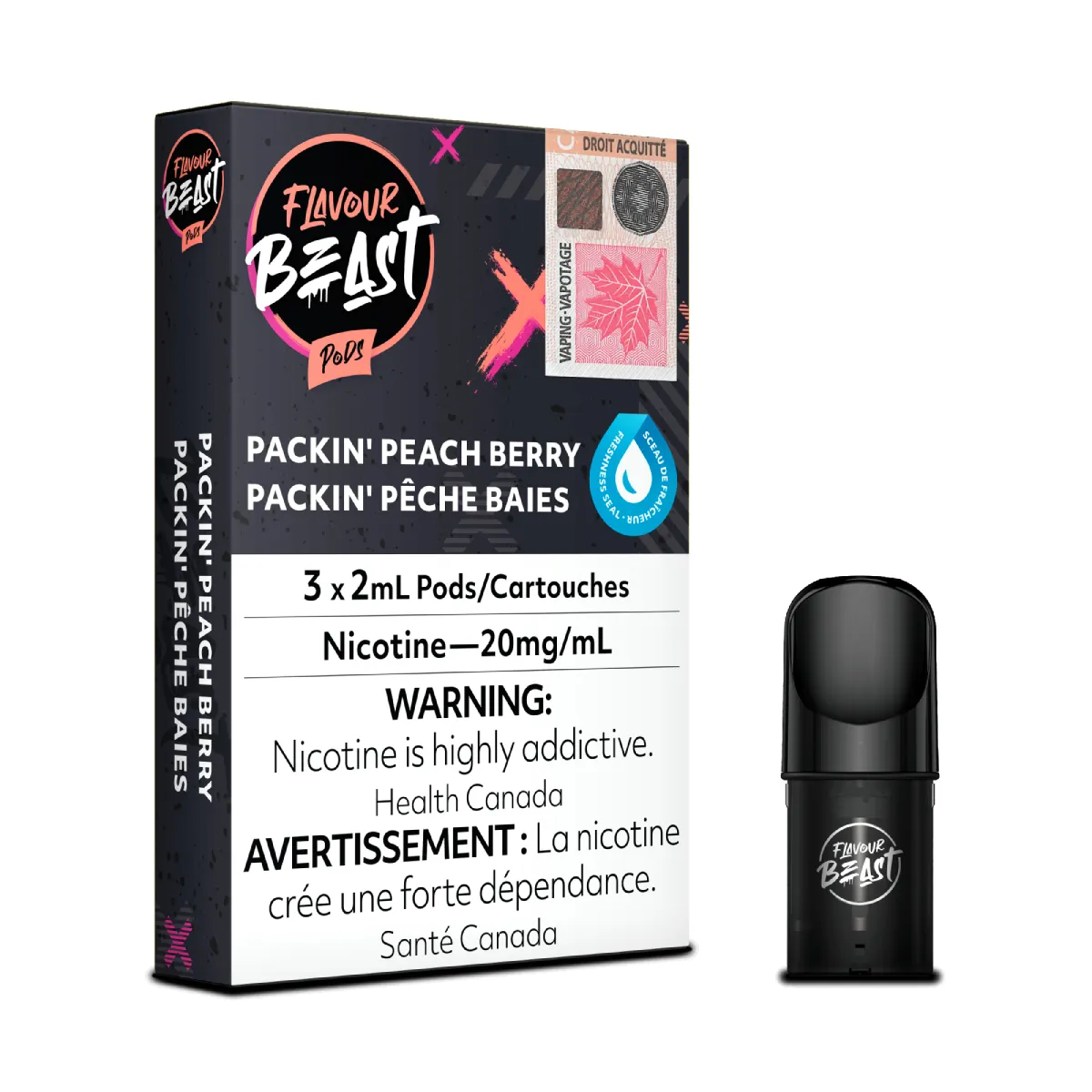 Flavour Beast Pods - Pop'n Peach Berry (3x2mL) (6757136564279)