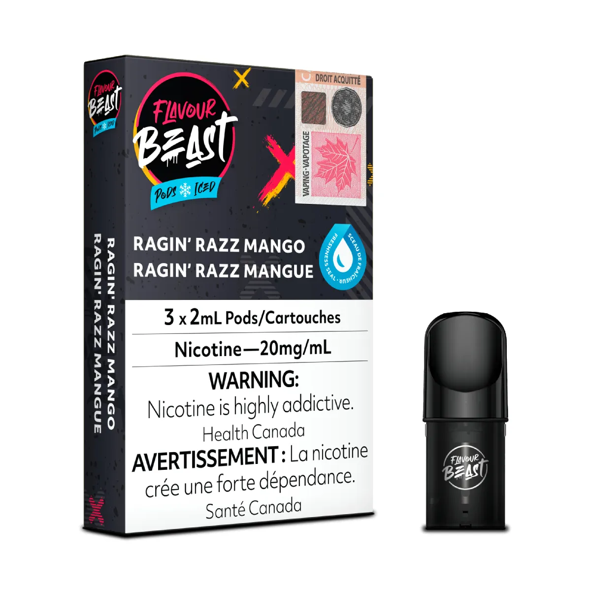 Flavour Beast Pods - Ragin' Razz Mango Iced (3x2mL) (6757136924727)