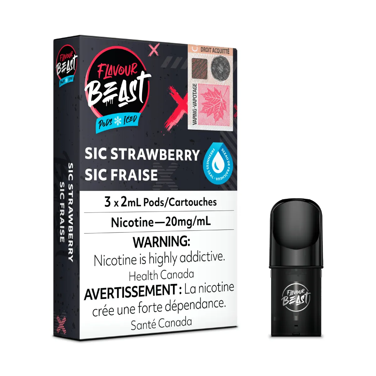 Flavour Beast Pods - Sic Strawberry Iced (3x2mL) (6757137612855)