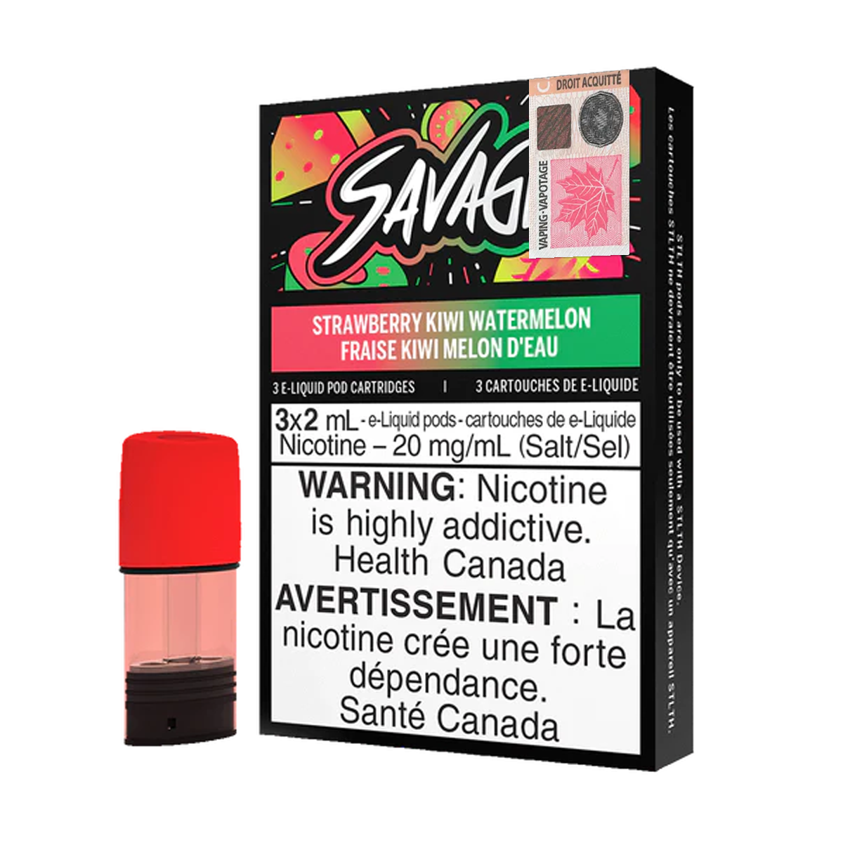 Savage STLTH Pods - Strawberry Kiwi Watermelon (3x2mL) (6556836692023)