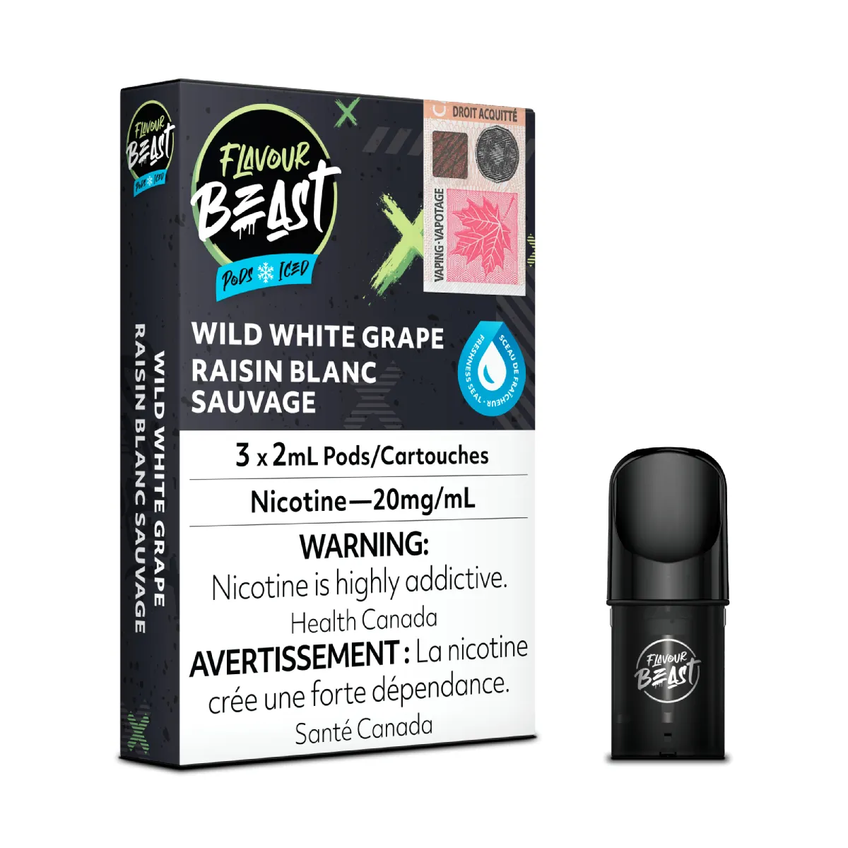 Flavour Beast Pods - Wild White Grape Iced (3x2mL) (6757138104375)